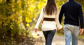 Young couple enjoy the walking trails
